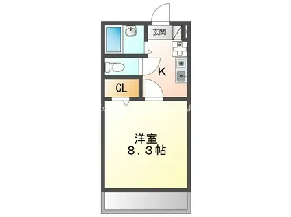 ミューズイン田原(1K/2階)の間取り写真