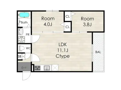 LECLEC IZUMISANO(2LDK/2階)の間取り写真