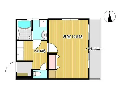 御影サンシャイン(1K/2階)の間取り写真