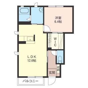 コンフォールC シャーメゾン(1LDK/1階)の間取り写真