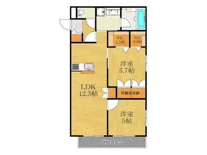 登戸メゾン(2LDK/3階)の間取り写真