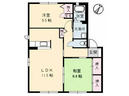 シャーメゾンかがやき 1番館(2LDK/1階)の間取り写真