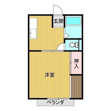 スカイハイツ(1DK/2階)の間取り写真