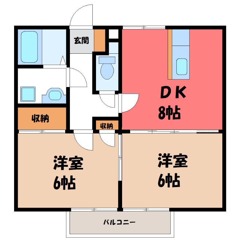 ラベンダー(2DK/2階)の間取り写真