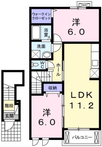 JR牟岐線 阿波中島駅 徒歩17分 2階建 築15年(2LDK/2階)の間取り写真