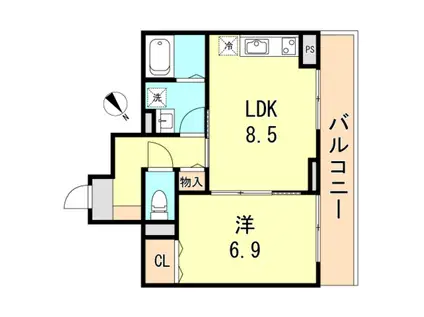 ナッツテラス神戸(1LDK/4階)の間取り写真