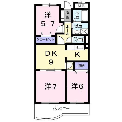 リバーシャトー(3DK/5階)の間取り写真