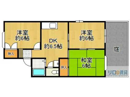 レジデンス仁川(3DK/1階)の間取り写真