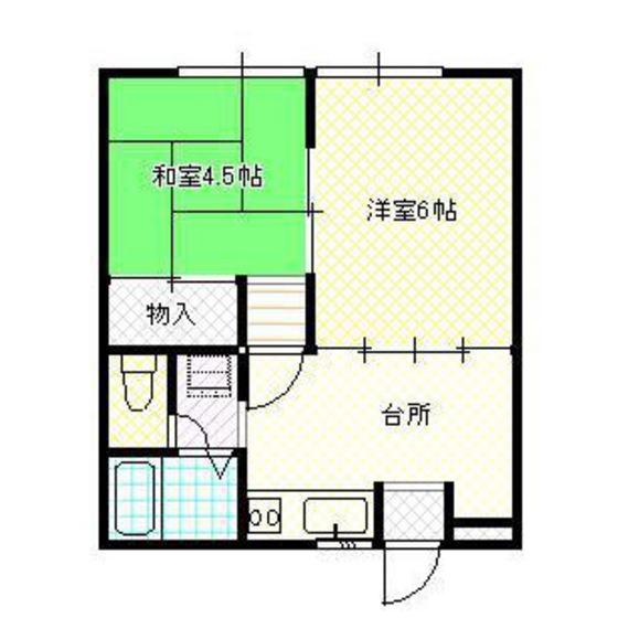 レヴール綾田(2DK/2階)の間取り写真