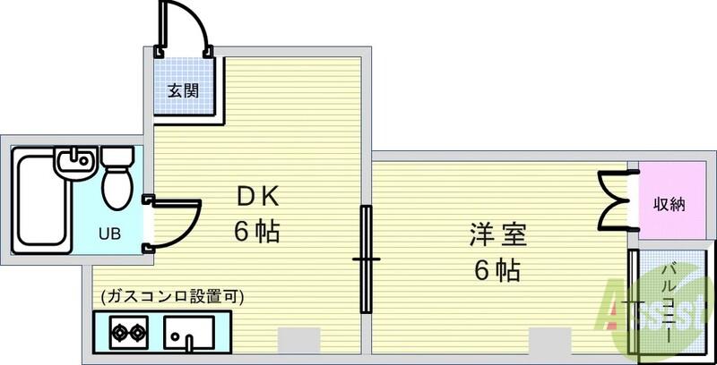 マドレハイツ(1DK/4階)の間取り写真