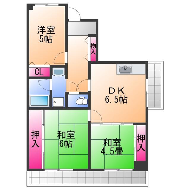 ロイヤルコーポ忠岡(3DK/4階)の間取り写真