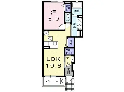 グランシャイン I(1LDK/1階)の間取り写真