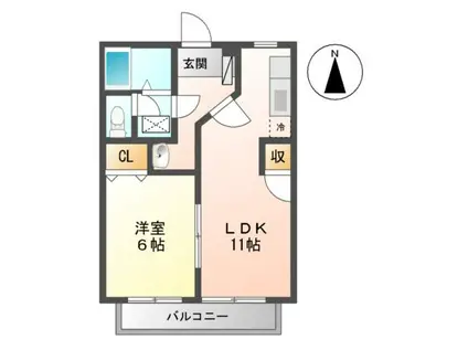 ガーデンパークB(1LDK/2階)の間取り写真