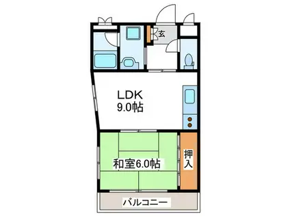 MARUOハイツ(1LDK/4階)の間取り写真