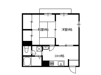 ジュネス奥田III(2DK/1階)の間取り写真