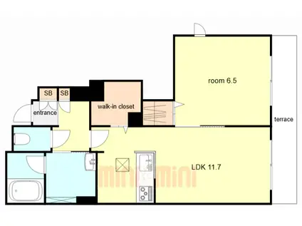SHAMAISON雅あさぎり(1LDK/1階)の間取り写真