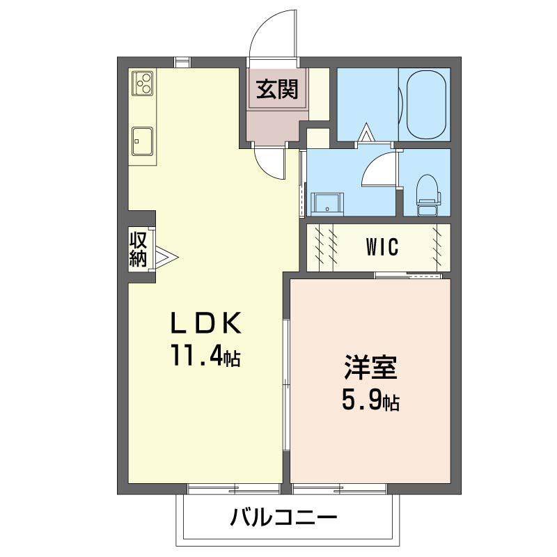 サンモールA(1LDK/2階)の間取り写真