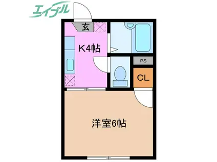 フローラルコーポ(1K/1階)の間取り写真