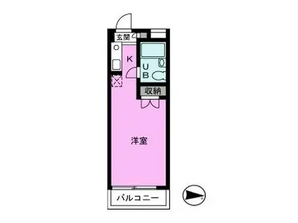 アサヒハイツ(ワンルーム/2階)の間取り写真