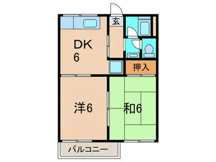 アルカディアハイツ(2DK/2階)の間取り写真