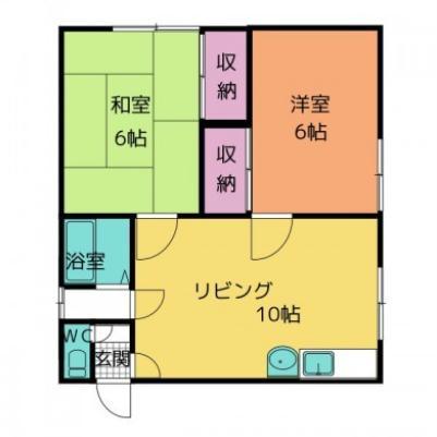ハイツ永岡(2LDK/2階)の間取り写真