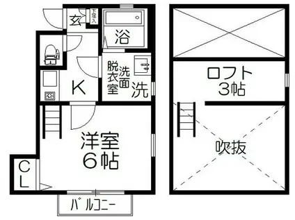 清静ハイム(1K/2階)の間取り写真