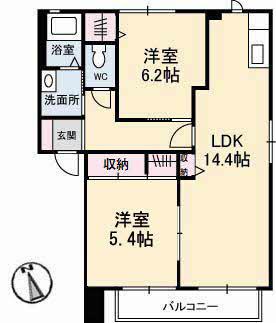 ハイマットメゾン D棟(2LDK/2階)の間取り写真