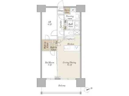 ライトテラス新宿御苑(2LDK/15階)の間取り写真