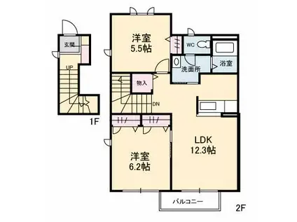 DIAS HIRO(2LDK/2階)の間取り写真