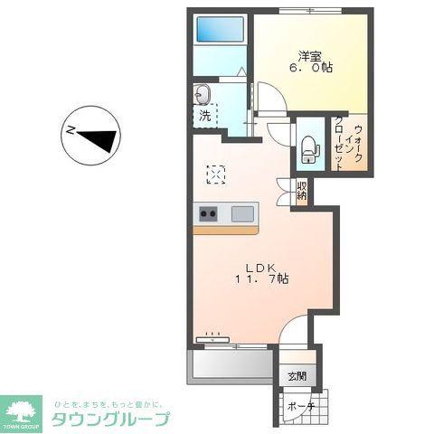 ブルースター(1LDK/1階)の間取り写真