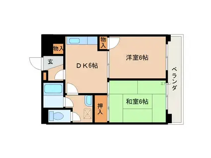 サンフレンド麻里布(2DK/4階)の間取り写真