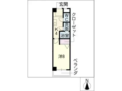パステル黒川(1K/2階)の間取り写真