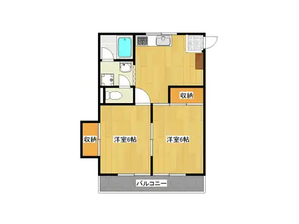 ジュネスコートI(2DK/2階)の間取り写真