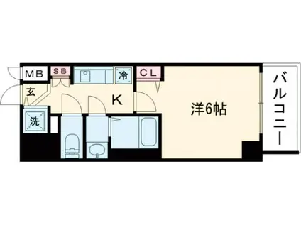プレサンス三宮エレガンシア(1K/6階)の間取り写真