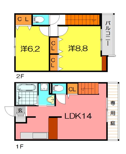ドミール カギタ(2LDK/1階)の間取り写真