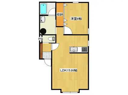 カーサA・T(1LDK/1階)の間取り写真