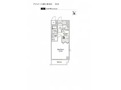 プライムアーバン麻布十番(1K/6階)の間取り写真