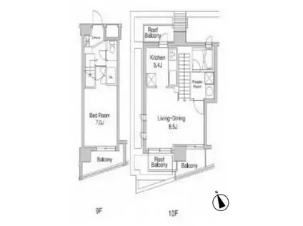 プラウドフラット代々木上原(1LDK/10階)の間取り写真