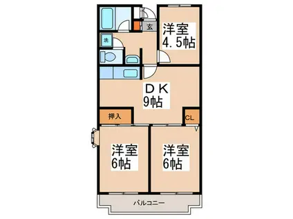 ソシエール若草台(3DK/2階)の間取り写真