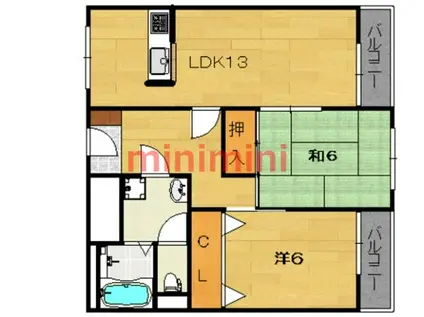コーポ上穂積(2LDK/2階)の間取り写真