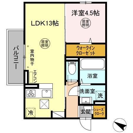 ウエスト・パーク A(1LDK/1階)の間取り写真