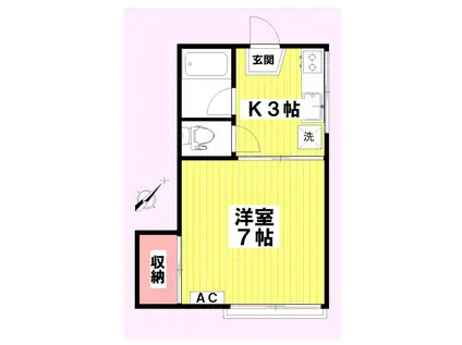 土屋ハイツB棟(1K/2階)の間取り写真