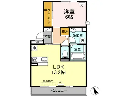 シエル ブルー(1LDK/2階)の間取り写真