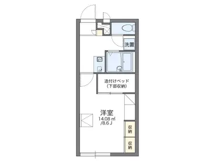 ソレイユII(1K/2階)の間取り写真