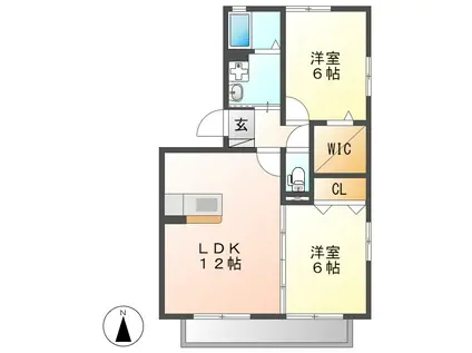 プランシェコート(2LDK/2階)の間取り写真