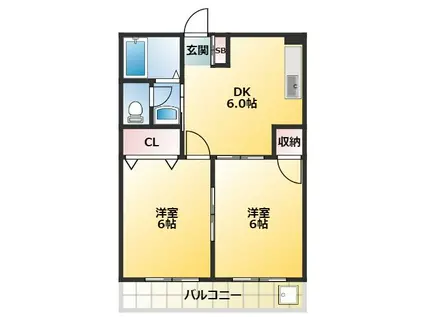 イカリハイツ(2DK/4階)の間取り写真