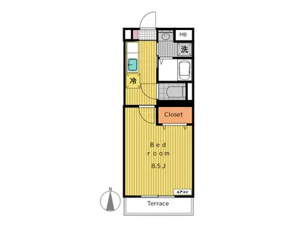 GRAND OCEAN(1K/2階)の間取り写真