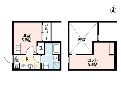 WEISSE VIOL小路(1K/2階)の間取り写真