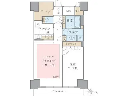 BRILLIA IST 東雲キャナルコート(1LDK/10階)の間取り写真