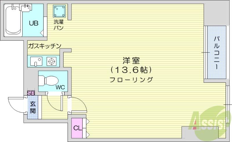 MIKビル春日町(1K/8階)の間取り写真